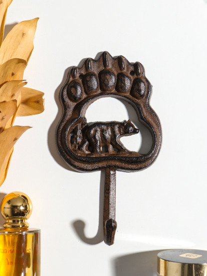 Крючок декоративный «След медведя и медведь»