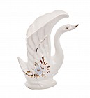 Ваза форма «Лебедь» золото, лепка, белая