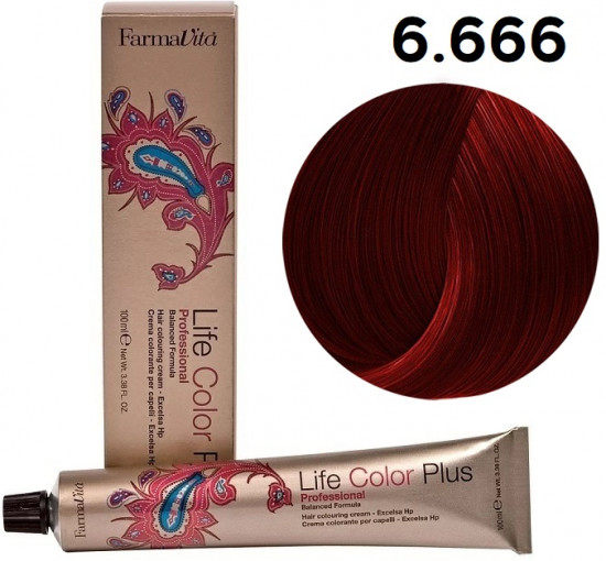 Краситель для волос «Life Color Plus», оттенок 6.666 темный блондин карминово-красный