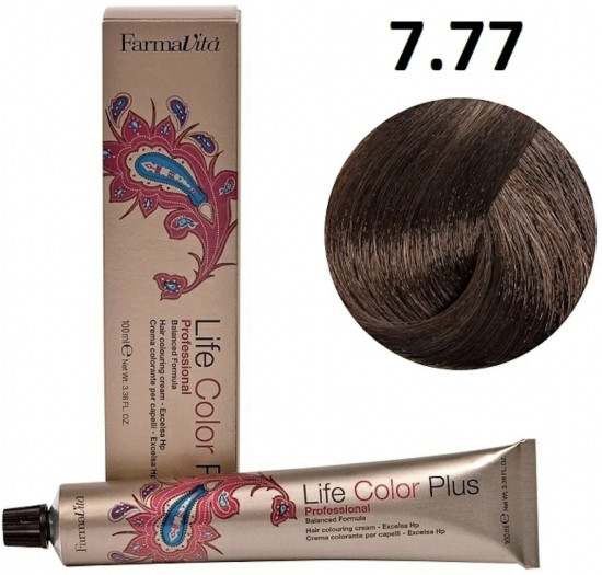 Краситель для волос «Life Color Plus», оттенок 7.77 блондин интенсивный коричневый кашемир
