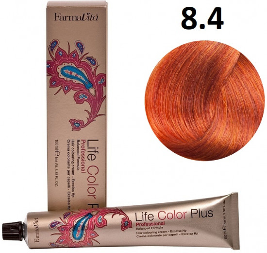 Краситель для волос «Life Color Plus», оттенок 8.4 светлый блондин медный