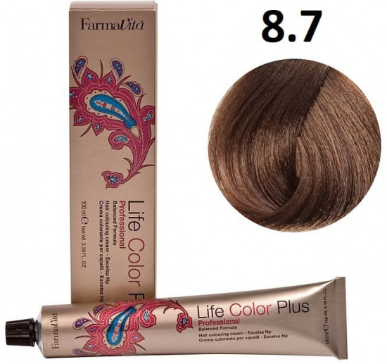 Краситель для волос «Life Color Plus», оттенок 8.7 блондин коричневый кашемир
