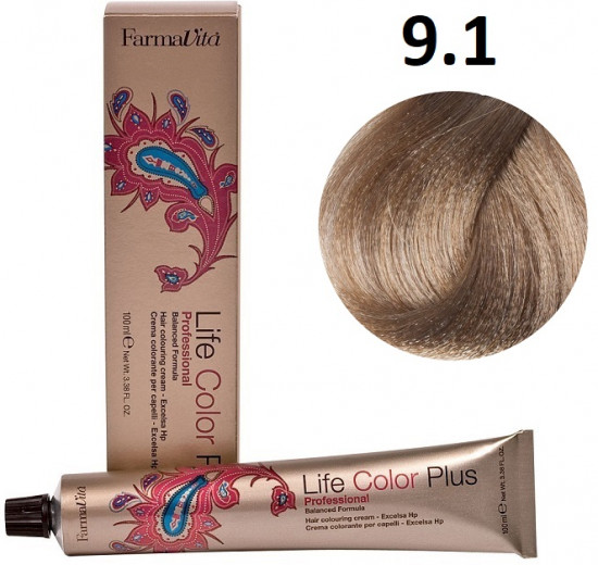 Краситель для волос «Life Color Plus», оттенок 9.1 очень светлый блондин пепельный