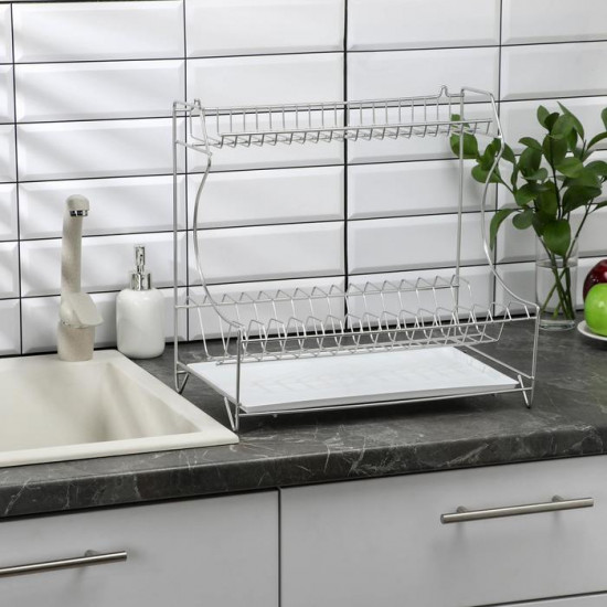 Сушилка для посуды с поддоном 2-х ярусная