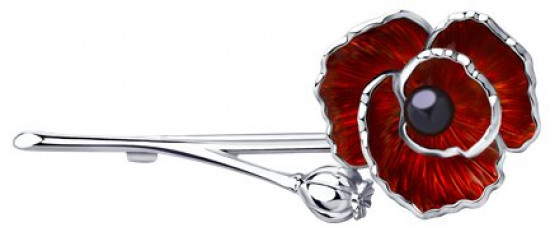 Брошь из серебра с жемчугом и эмалью