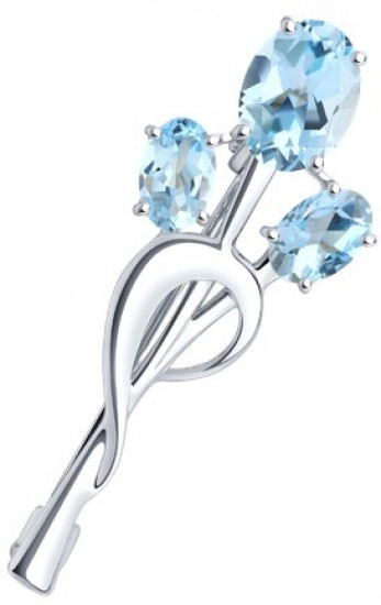 Брошь из серебра с топазами