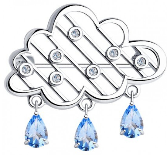 Брошь из серебра с фианитами