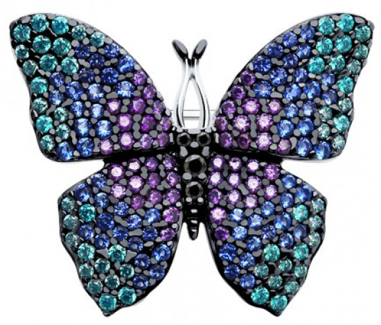 Брошь из серебра с фианитами