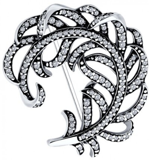 Брошь из серебра с фианитами
