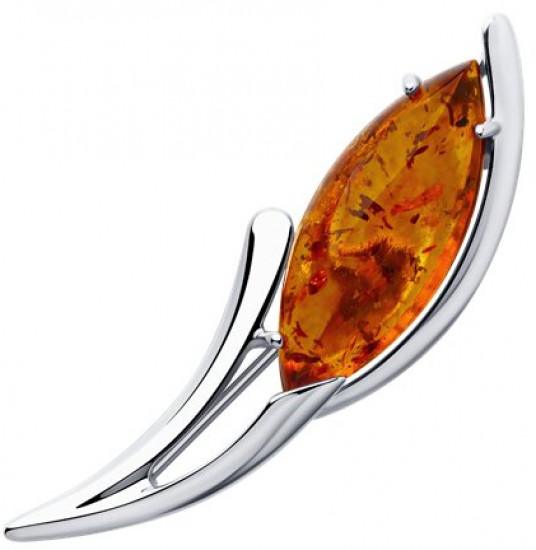 Брошь из серебра с янтарем