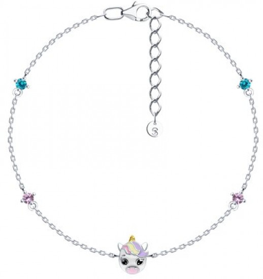 Браслет из серебра с фианитами и эмалью