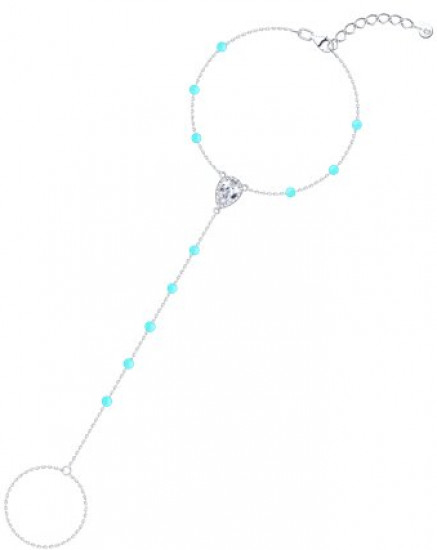 Браслет из серебра с бирюзой и фианитом