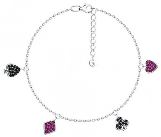 Браслет из серебра с корундами и фианитами