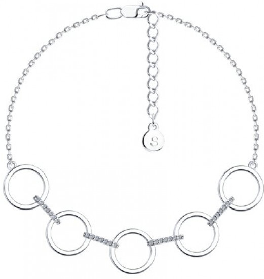 Браслет из серебра с фианитами