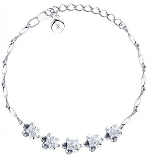 Браслет из серебра с фианитами