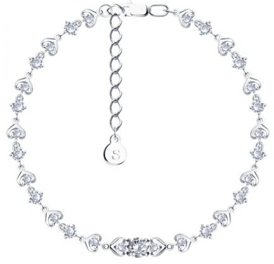 Браслет из серебра с фианитами