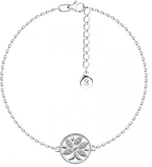 Браслет из серебра с фианитами и эмалью