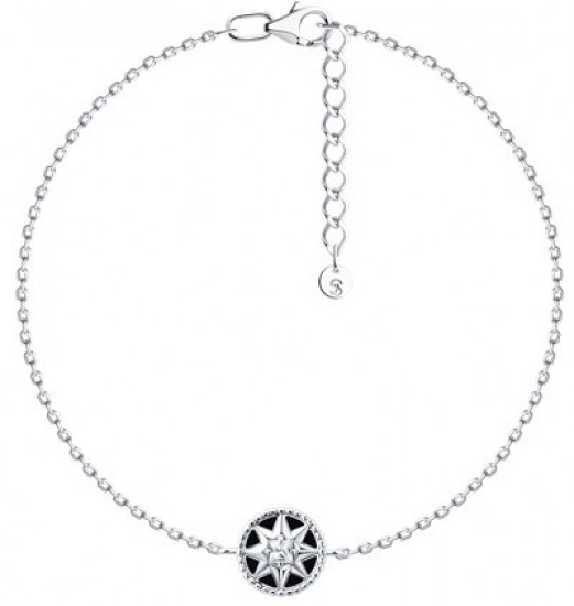 Браслет из серебра с фианитом и эмалью