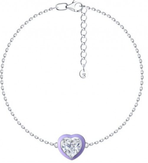 Браслет из серебра с фианитом и эмалью