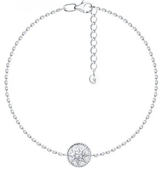 Браслет из серебра с фианитом и эмалью