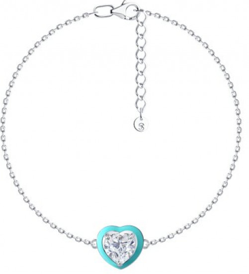 Браслет из серебра с фианитом и эмалью