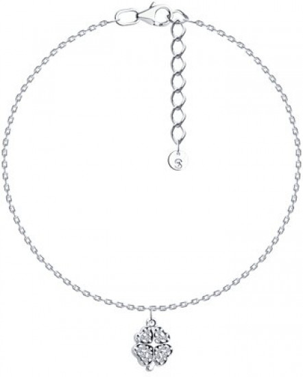 Браслет на ногу из серебра с фианитами