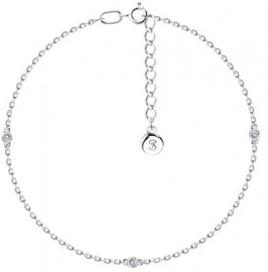 Браслет на ногу из серебра с фианитами