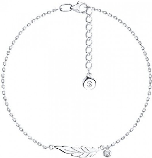 Браслет на ногу из серебра с фианитом