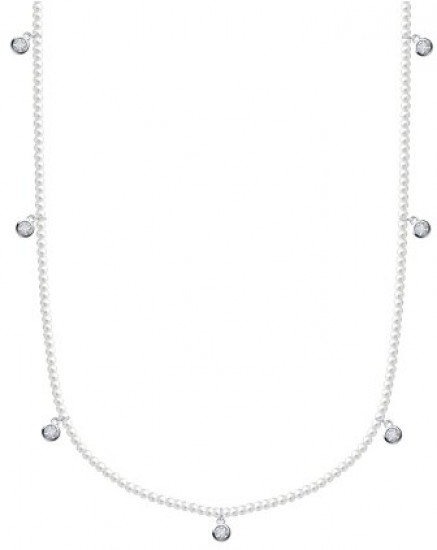 Колье из серебра с синтетическим жемчугом и фианитами