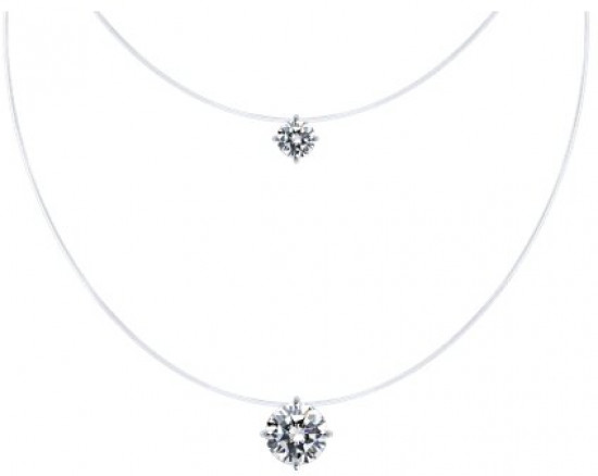 Колье на леске из серебра с фианитами
