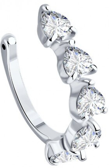 Серьга из серебра с фианитами