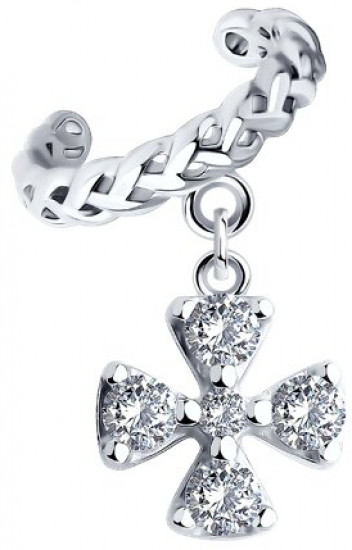 Серьга из серебра с фианитами