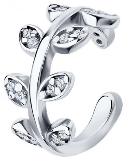 Серьга из серебра с фианитами
