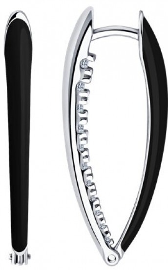 Серьги из серебра с фианитами и эмалью