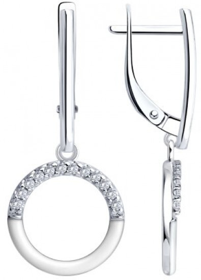 Серьги из серебра с фианитами и эмалью