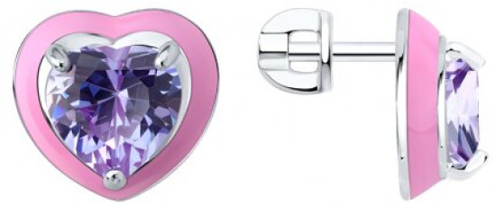 Серьги из серебра с фианитами и эмалью