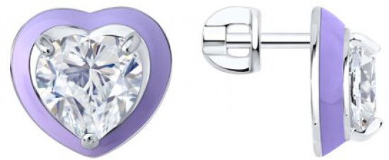 Серьги из серебра с фианитами и эмалью