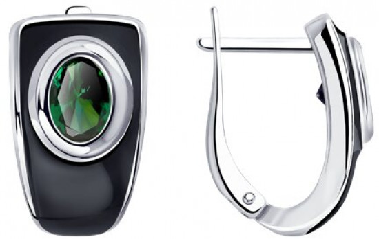 Серьги из серебра с эмалью и ситалами синтетическими