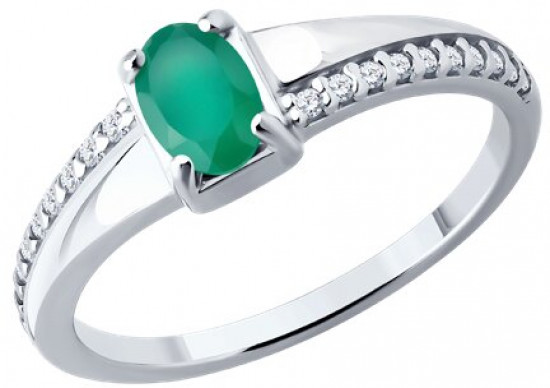 Кольцо из  серебра с агатом и фианитами