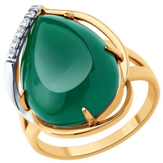 Кольцо из серебра с агатом и фианитами