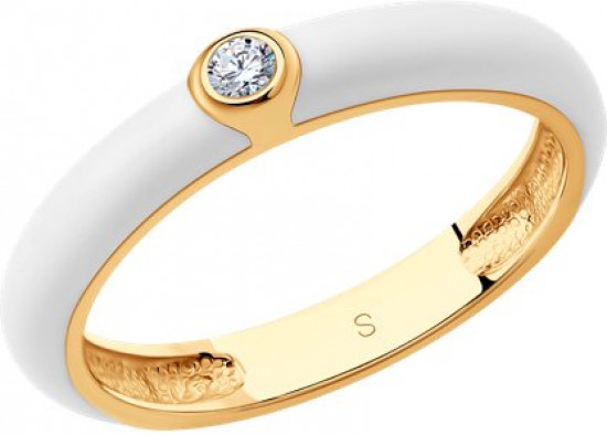 Кольцо из серебра с фианитом и эмалью