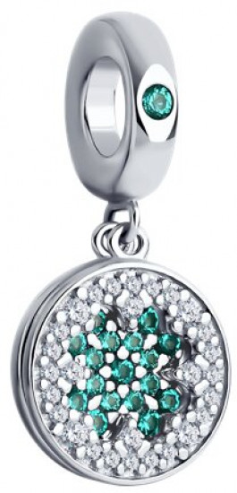 Подвеска-шарм из серебра с фианитами