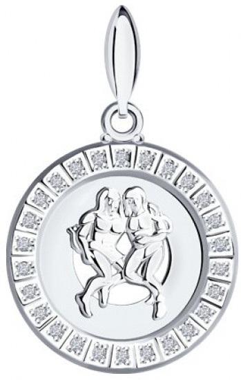 Подвеска знак зодиака из серебра с фианитами