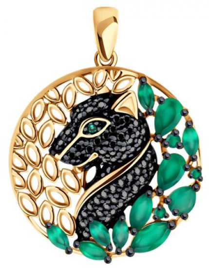 Подвеска из серебра с агатами и фианитами