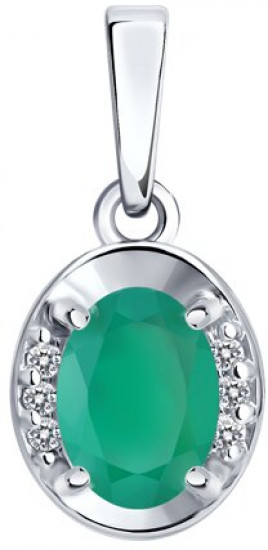 Подвеска из серебра с агатом и фианитами