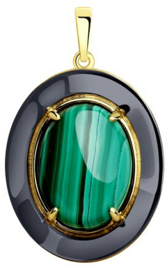 Подвеска из серебра с малахитом