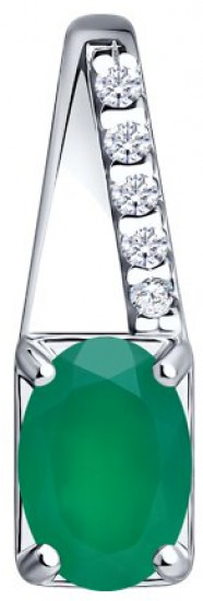 Подвеска из серебра с агатом и фианитами