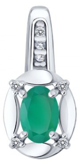 Подвеска из серебра с агатом и фианитами