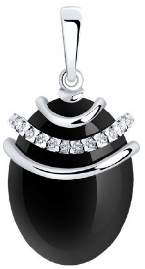 Подвеска из серебра с агатом и фианитами