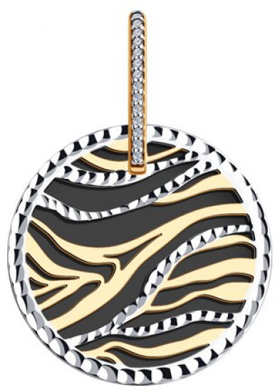 Подвеска из серебра с агатом и фианитами